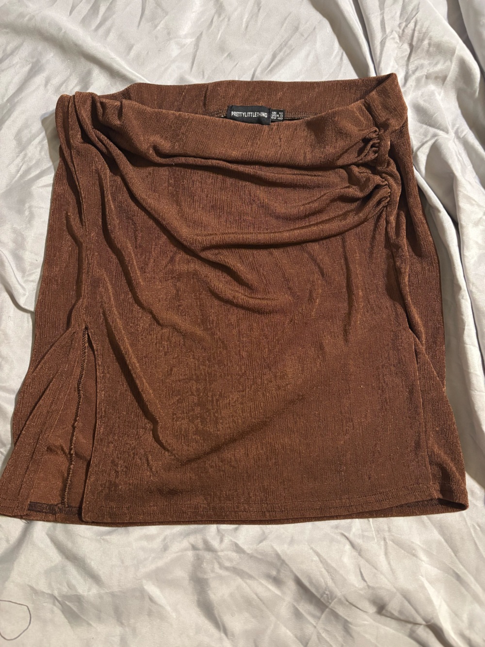 PrettyLittleThing Chocolate Brown Midi Knit Skirt